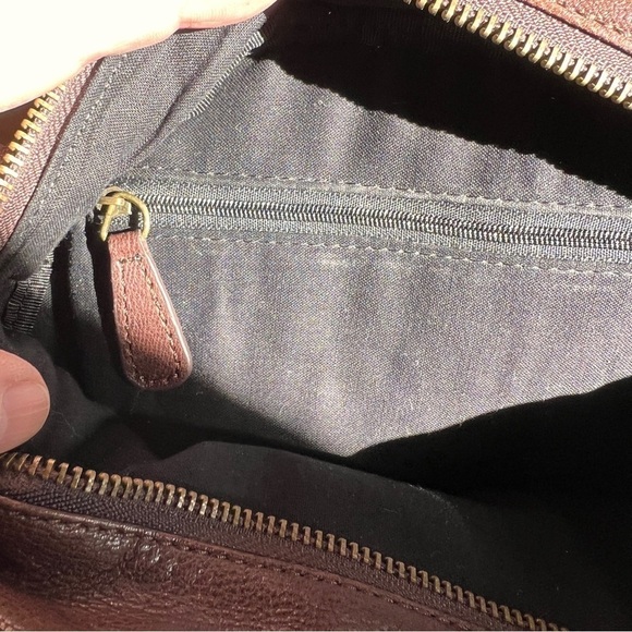 Brown Leather Crossbody/handheld bag with gold studs. Perfect size! 7-1/2Hx10W - Picture 8 of 10